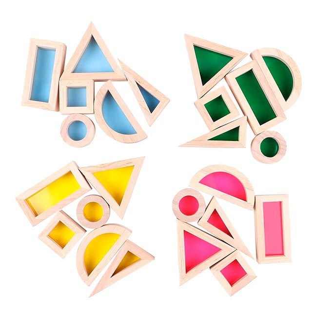 Bloques de Madera - Colores Traslúcidos 24 Piezas