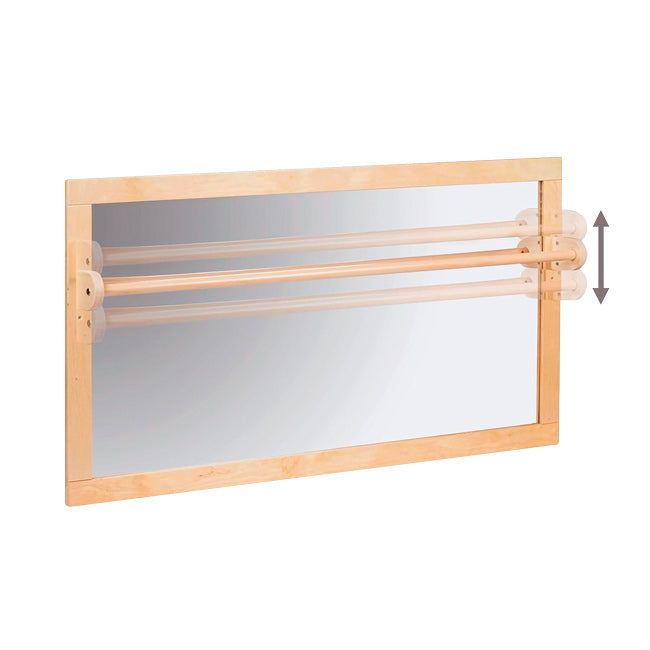 Espejo Irrompible Borde de Madera con Pasamano