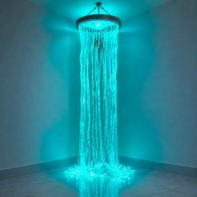 Luz de cascada de fibra óptica redonda de 50 cm de diámetro