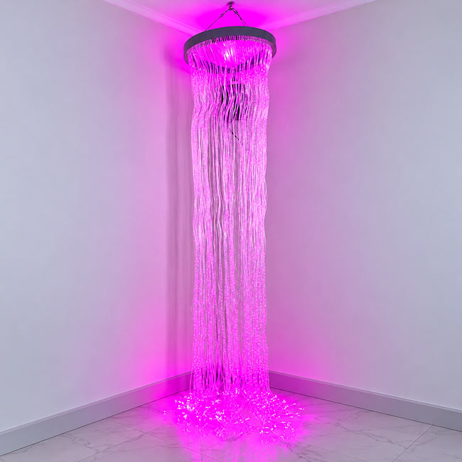 Luz de cascada de fibra óptica redonda de 50 cm de diámetro