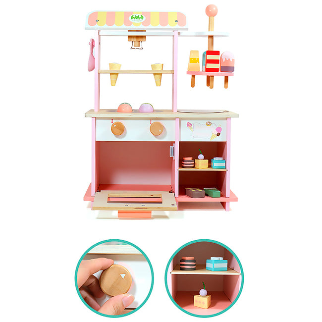Puesto Heladeria con Accesorios de madera