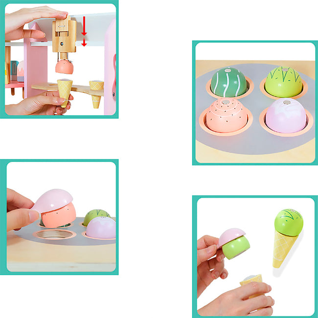 Puesto Heladeria con Accesorios de madera