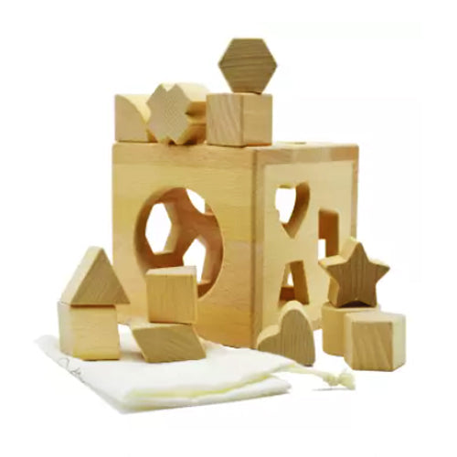 Cubo de Encaje de Madera Natural