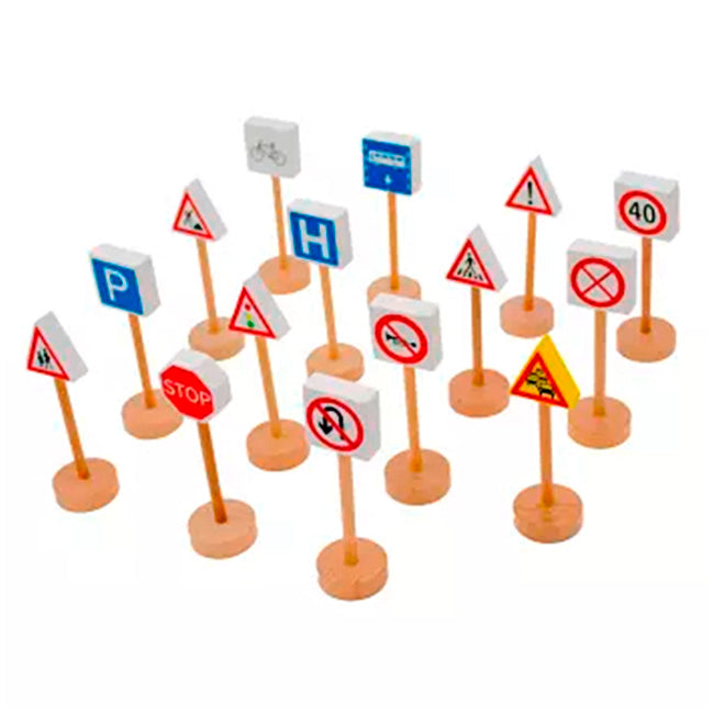 Set de Signos de Tránsito Madera