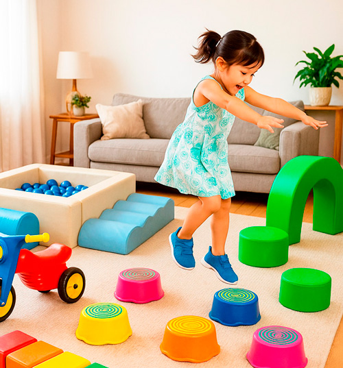 niña juega y se divierte con juegos de espuma en la casa